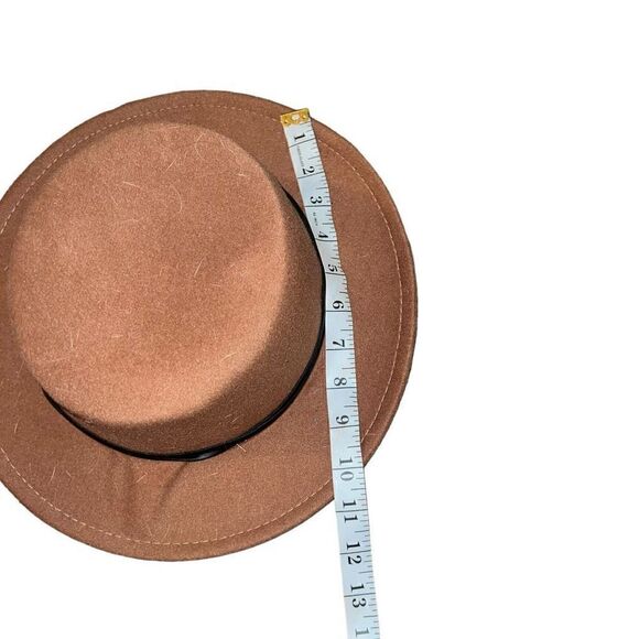 BOUJI BEE Brown Hat W/ Faux Leather Wrap & Side Detail One Size - Picture 5 of 7